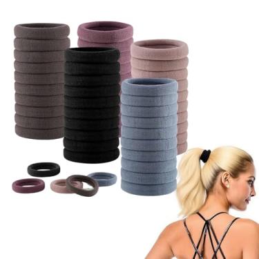 Imagem de 50 peças de laços de cabelo grossos, prendedores de rabo de cavalo elásticos para cabelos grossos e encaracolados (MIX5)