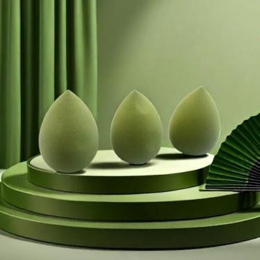 Imagem de Generic Conjunto de esponja de maquiagem multicolorida de 3 peças - sem látex, uso úmido/seco, base mista, blush, bronzeador, iluminador