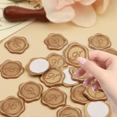 Imagem de 25 adesivos de selo de cera de bronze letra N adesivos autoadesivos de selo de envelope ótimos para convite de casamento, presentes de aniversário, cartões comemorativos, decoração de envelope