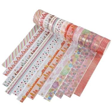 Imagem de Conjunto de adesivos Washi, adesivos transparentes decorativos para artes faça você mesmo artesanato material de diário scrapbook cartão embrulho para presente