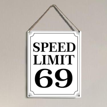 Imagem de Man Cave Garage Room Decor Gifts Retro Wall Signs No Speed Limit 69 Placa para Homem Pai Quarto Acessórios de Quarto Masculino para Homens Garagem Mancave Estilo Vintage Decoração de Parede