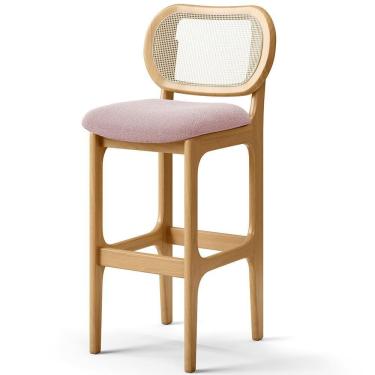 Imagem de Banqueta Alta Para Cozinha Bancada Sala Tela Betta Fixa L02 Bouclê Rosê - Lyam