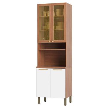 Imagem de Paneleiro 70cm Sálvia 4 Portas Com Espaço Para Micro-ondas Branco E Freijó