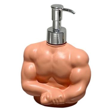 Imagem de KiBcsLic Dispensador de sabonete líquido multifuncional com tema de fisiculturismo, tipo botão, para acessórios de limpeza e cuidados com a pele. Leve,