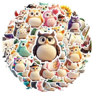 Imagem de 70 peças, animais de coruja, criaturas fofas, livros, caprichosos, adesivos de brinquedo adorável para guitarra, laptop, capacete, skate, laptop, motocicleta, bagagem, telefone