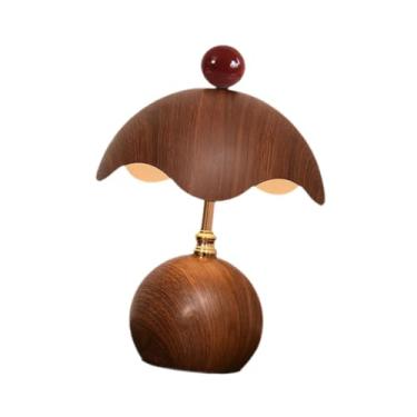 Imagem de IEUDNS Abajur de mesa LED, luminária de cabeceira, luz noturna, ideal para ambientes externos, escritórios, casas e quartos infantis, Grão de Madeira