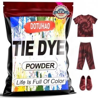 Imagem de DOTUHAO Tie Dye em pó, tintura de vinho tinto para roupas, tintura de tecido, corantes permanentes e em pó para lavagem rápida, corantes criativos para roupas (vinho, 60 g)
