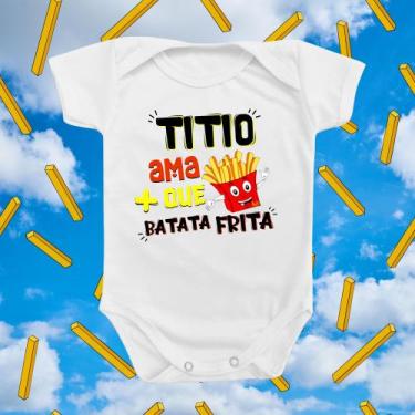 Imagem de Body de Bebê Roupinha Titio Ama Batata Frita Menina Menina Divertido F