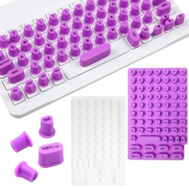 Imagem de Adesivos de teclado para pregos longos, adesivos de teclados elevados para mulheres com pregos de acrílico, bolhas de teclado de silicone reutilizáveis compatíveis com laptop, desktop, PC e MacBook