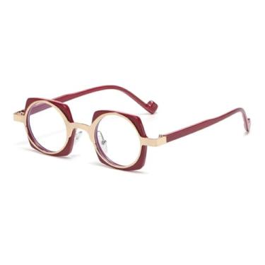 Imagem de VFDHN Óculos de sol pequenos da moda punk, femininos, retrô, lentes transparentes, masculino, armação (C10, vinho tinto transparente)