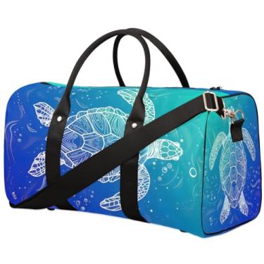 Imagem de Bolsa de ginástica impermeável dobrável de mão para fim de semana bolsa de treinamento noturna bolsas esportivas para mulheres e homens, A- Turtle