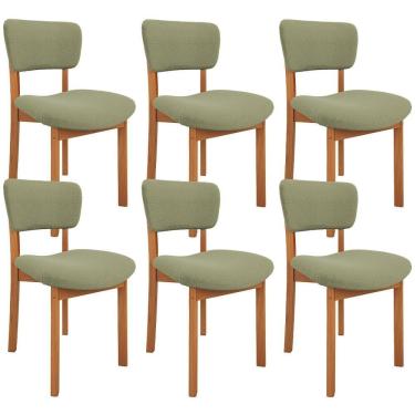 Imagem de Kit 06 Cadeiras Para Sala De Jantar Cozinha Living Estofada Dara L02 Bouclê Oliva - Lyam Decor