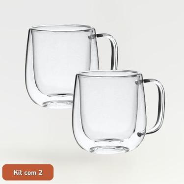 Imagem de Caneca de Vidro Duplo Borossilicato 260ml Resistente Elegante Café - w