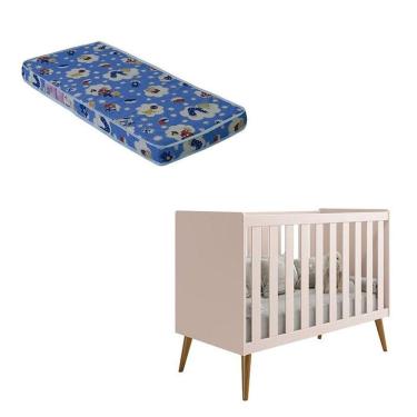 Imagem de Berço Americano Isis Rosa Acetinado Com Colchão Ortobom - Reller