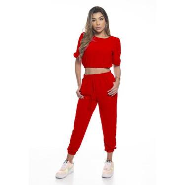 Imagem de Conjunto Feminino Blusa Calça 2 Peças Moda Cores Tendencia Crepe - Mei