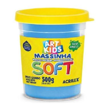 Imagem de Massinha Escolar De Modelar 500g Gramas Para Brincar - Acrilex, Azul
