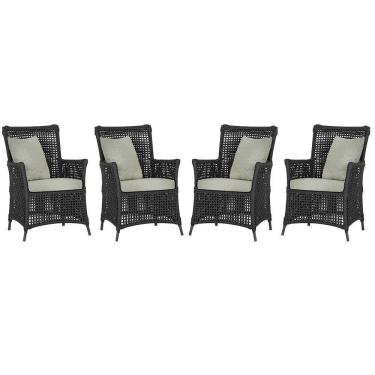 Imagem de 4 Poltronas Igapó Alumínio Pintura Preta Corda Náutica E3 Preto