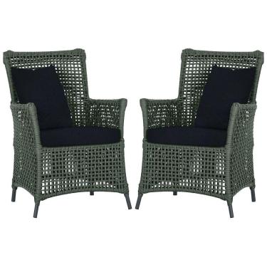 Imagem de Poltronas Igapó Alumínio Pintura Preta Corda Náutica E12 Verde