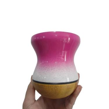 Imagem de Copos de Mate,Cuia Chimarrao Cuia de Madeira Imbuia Tratada para Chimarrão Premium(Pink e Branca madeira)