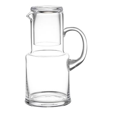 Imagem de Barski Conjunto de água de vidro de 2 peças – Grande – Jarra de cabeceira noturna/conjunto de água de mesa – Jarra de 740 ml e copo de 170 g – Feito na Europa