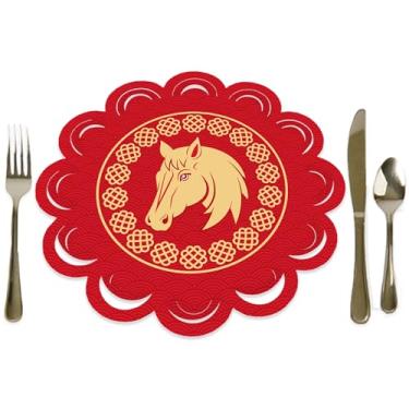 Imagem de Big Dot of Happiness Ano Novo Lunar - Decorações de Mesa Redonda do Ano da Cobra de 2025 - Carregadores de Papel - Conjunto para 12