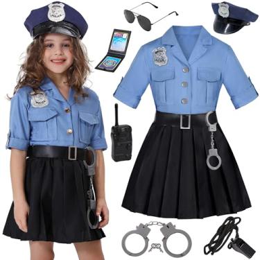 Imagem de Viyorshop Fantasia de policial para meninas para festas de Halloween (9 a 10 anos)