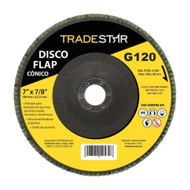 Imagem de Flap Disc 115 Mm G120 Fibra Conico Aço Tradestar