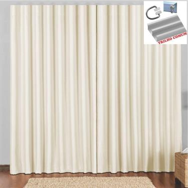 Imagem de Cortina 3 Mts Sala Quarto Escritório Blackout  Para Trilho Comum - Bege