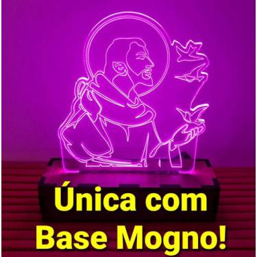 Imagem de Luminária 3d Led São Francisco - Base Laminado Mogno 15cm - By Hands, 