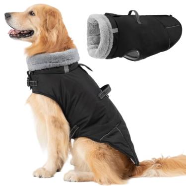 Imagem de Mihachi Casaco para cães grandes, casaco de inverno quente para cães à prova d'água com arnês embutido colete de lã refletivo para animais de estimação, casaco de inverno para filhotes de cachorro com