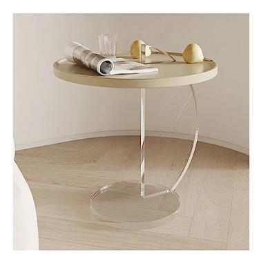 Imagem de Mesa lateral de canto simples moderna luminária de mesa luxuosa multifuncional pequena acrílico transparente chá casa apartamento sala de estar