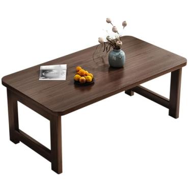 Imagem de Mesa de centro retangular dobrável, mesa de piquenique dobrável, mesa de centro de madeira, mesa baixa multifuncional, mesa de chão portátil para decoração de casa, varanda, sala de estar, tronco