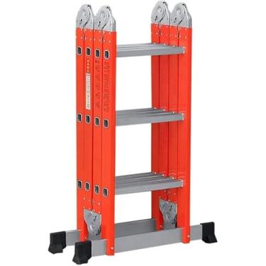 Imagem de OKUOKA Escada telescópica multiuso para edifícios ao ar livre/telhado/janela/uso de emergência, alumínio, carga 150 kg/330 lbs (tamanho: 4 dobras × 5 degraus)