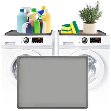 Imagem de HARSKIYER Capas de lavadora e secadora para a parte superior, tapete protetor de borracha flexível para secadora de 60 x 40 cm, protetor antiderrapante à prova d'água para bancada de lavanderia, uso