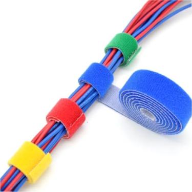 Imagem de Esconde Fio, 5 Metros X 15mm AbraçAdeira Fita Organizador Cabos Fios Dupla Face Enrolar(Rolo 5m Cor aleatória,3 Rolos)