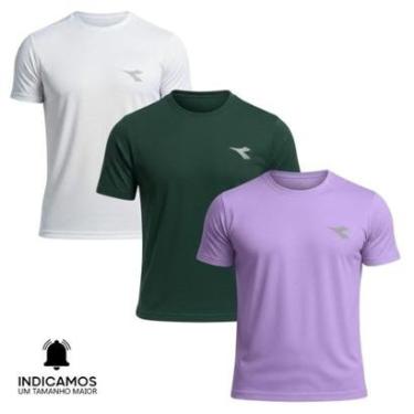 Imagem de Kit 3 Camisetas Diadora Small Logo Masculina - Branco e Verde Escuro GG-Masculino