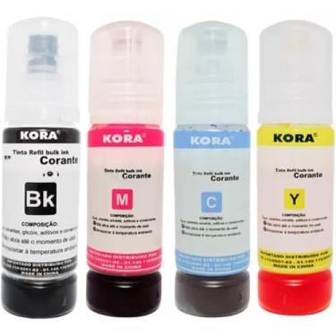 Imagem de Kit 4 Tintas Kora Cores Vivas 280mL Compatível com 544 504 (L3150 L3250 L4260 L5190 L1250 e Mais) Qualidade Fotográfica