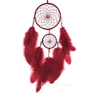 Imagem de Filtro Dos Sonhos Para Carro com Olho Grego Duplo 2 Aros Apanhador(Vermelho)