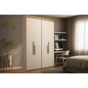 Imagem de Guarda Roupa Solteiro 4 Portas E 2 Gavetas Ph 1805 Cedro/off White - Herval