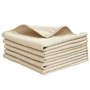 Imagem de Conjunto de panos de prato de microfibra de 5 peças, toalhas de limpeza multiuso para cozinha e casa (bege)