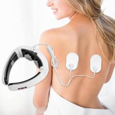 Imagem de Massageador Cervical Elétrico Terapêutico – Alívio da Dor no Pescoço, TENS, Formato U, 2 Pads para Costas, Relaxamento e Recuperação Muscular