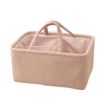 Imagem de MOMIGO Organizador de fraldas para bebês – Cesta de armazenamento de berçário de formato redondo elegante para fraldas e lenços umedecidos, organizador de carro para bebês recém-nascidos (marrom