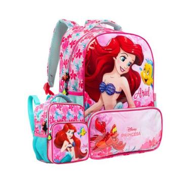 Imagem de Kit Escolar Ariel Pequena Sereia Mochila Costas + Lancheira - Xeryus
