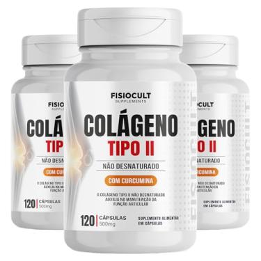 Imagem de 3x Colágeno Tipo 2 Não Desnaturado c/Curcumina 120 Cápsulas 500mg Suplemento Alimentar Cápsulas Sem Glúten