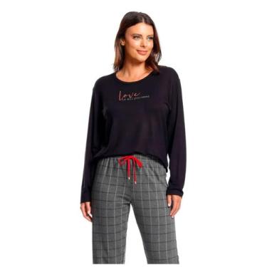 Imagem de Pijama Manga Longa Paulienne 495.69 Feminino Gola Redonda Viscolycra T