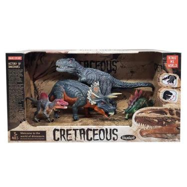 Imagem de Conjunto Dinossauros Cretaceous T-Rex Triceratops em Vinil 4 pçs 4402-
