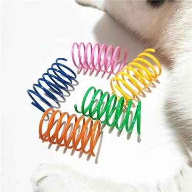 Imagem de Caticalife Brinquedos de mola para gatos – Pacote de 5 cores | Brinquedo interativo de plástico durável para gatinhos em ambientes internos caçarem, morderem e brincarem (colorido, 20 peças)