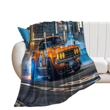 Imagem de HouLaiZhe Cobertor super macio flanela vintage carro vintage JDM pneus queimados cobertores leves refrescantes para sofá-cama cadeira sofá carro viagem ao ar livre leve quente 76 cm x 127 cm