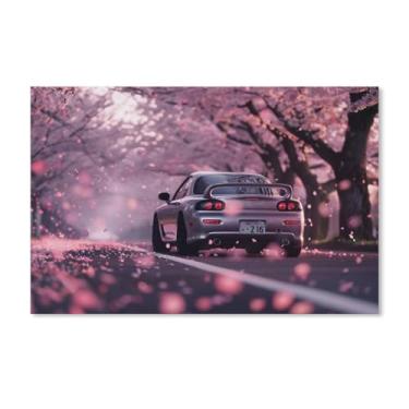 Imagem de HouLaiZhe Rosa Flor de Cerejeira Carro Rx7 Jdm Posters Tela Estética Decoração de Quarto Pintura de Parede Impressões Sala de Galeria Decoração de Parede para Quarto Sala de Estar Escritório 11 x 17