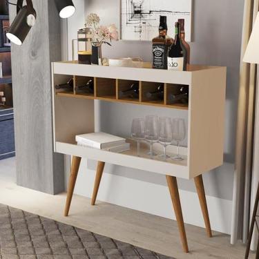 Imagem de Aparador Athenas com Adega com Pés de Madeira Maciça - BASOTO BRASIL, 